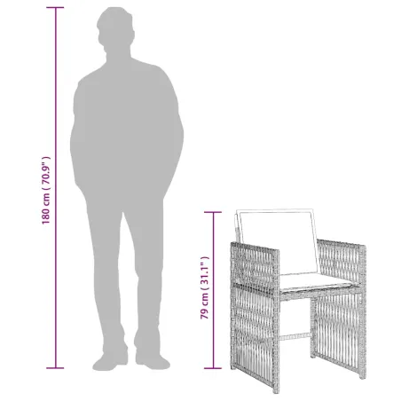 Ensemble à manger de jardin et coussins 9 pcs gris clair rotin