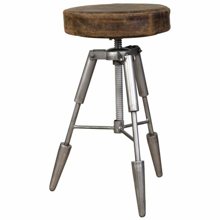 Sgabello Alexandra House Living Marrone Pelle Metallo Ferro 39 x 55 x