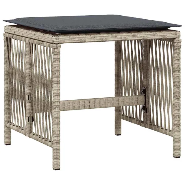 Ensemble à manger de jardin 11pcs avec coussins gris poly rotin