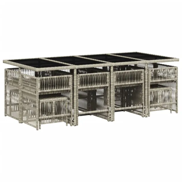 Ensemble à manger de jardin et coussins 13 pcs gris clair rotin