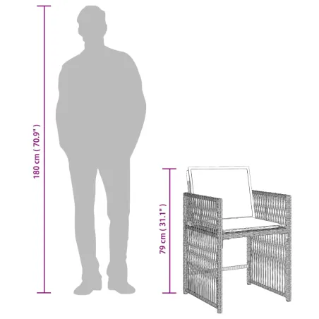 Ensemble à manger de jardin et coussins 17 pcs gris clair rotin