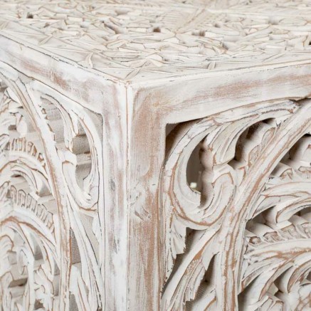 Tavolino da Caffè Alexandra House Living Bianco Legno di mango 45 x 4 2