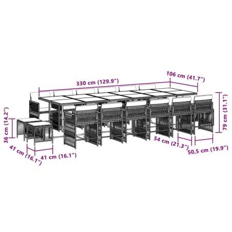 Ensemble à manger de jardin et coussins 17 pcs mélange beige