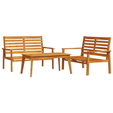 Ensemble de salon de jardin 3 pcs bois d'acacia solide 2