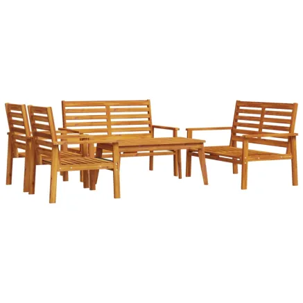 Salon de jardin 5 pcs bois d'acacia solide 2