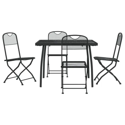 Ensemble à manger de jardin 5 pcs anthracite métal maille 2