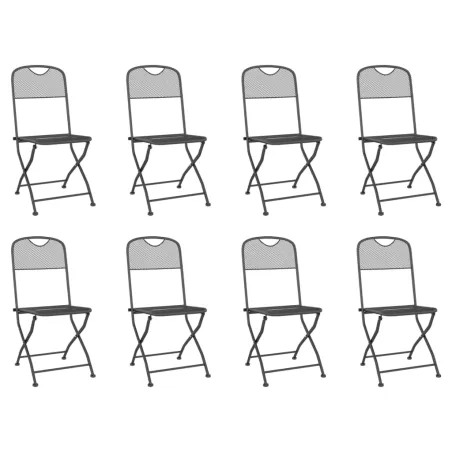 Ensemble à manger de jardin 9 pcs anthracite métal maille