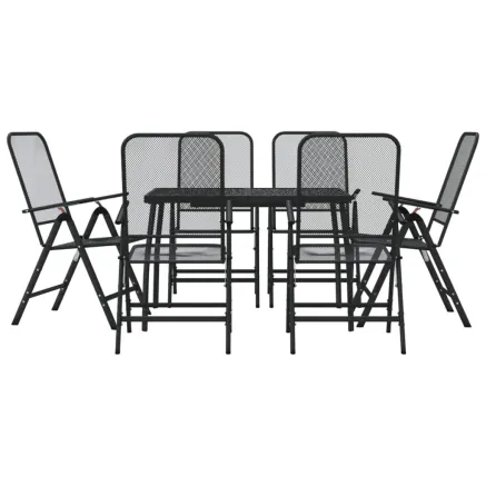 Ensemble à manger de jardin 7 pcs anthracite métal maille 2