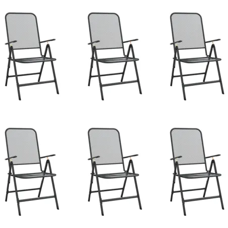 Ensemble à manger de jardin 7 pcs anthracite métal maille