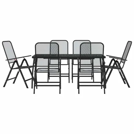 Ensemble à manger de jardin 7 pcs anthracite métal maille 2
