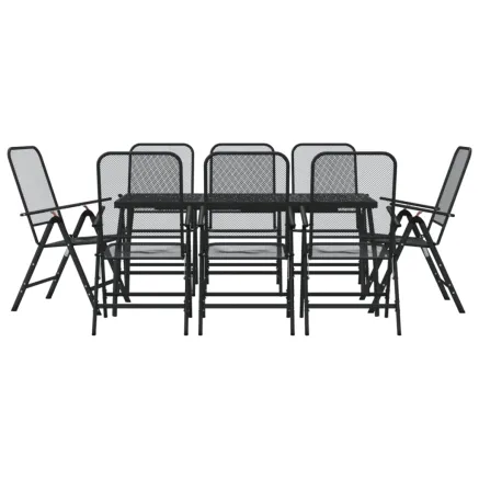 Ensemble à manger de jardin 9 pcs anthracite métal maille 2