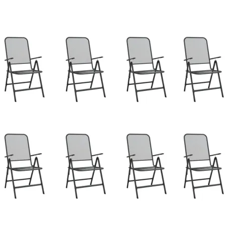 Ensemble à manger de jardin 9 pcs anthracite métal maille