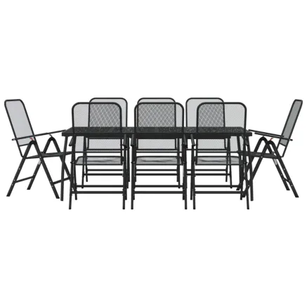 Ensemble à manger de jardin 9 pcs anthracite métal maille 2
