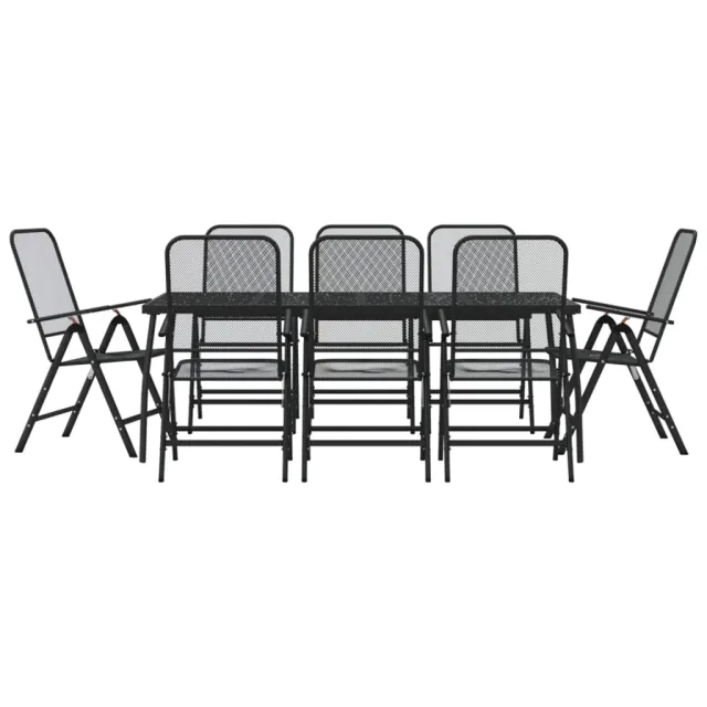 Ensemble à manger de jardin 9 pcs anthracite métal maille