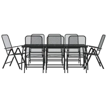 Ensemble à manger de jardin 9 pcs anthracite métal maille