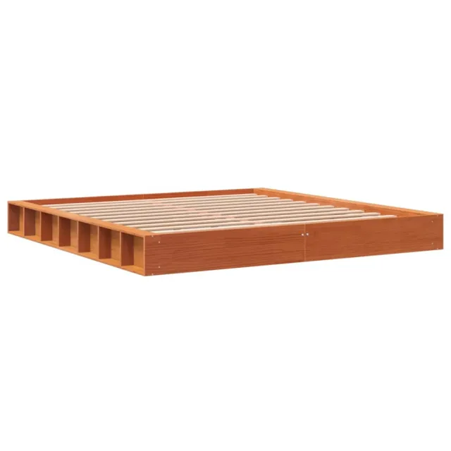 Cadre de lit sans matelas cire marron 200x200cm bois pin massif