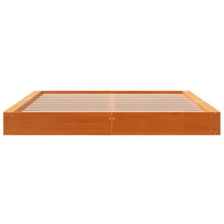Cadre de lit sans matelas cire marron 200x200cm bois pin massif
