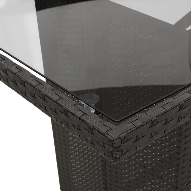 Ensemble à manger de jardin 9pcs coussins noir résine tressée