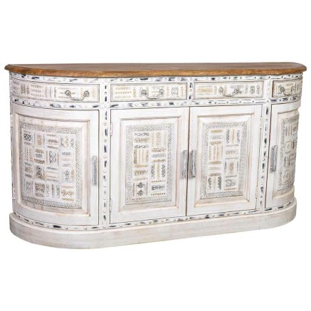 Buffet Alexandra House Living Blanc Marron Laiton Bois de manguier 45