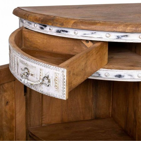 Credenza Alexandra House Living Bianco Marrone Ottone Legno di mango 4