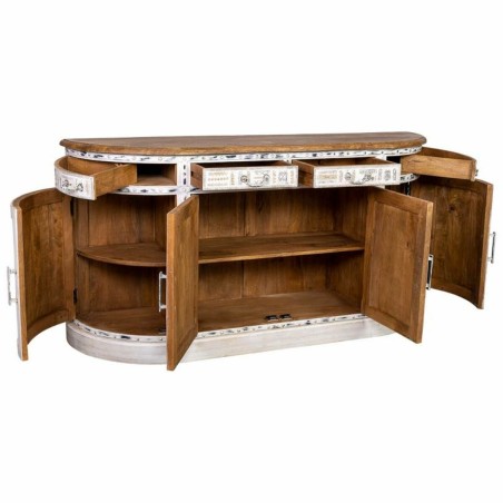 Credenza Alexandra House Living Bianco Marrone Ottone Legno di mango 4