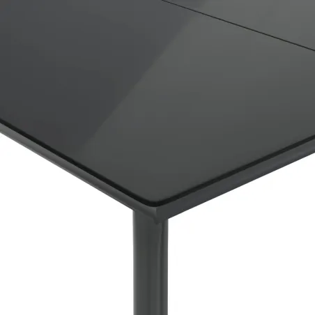 Ensemble à manger de jardin coussins 7pcs Noir Résine tressée