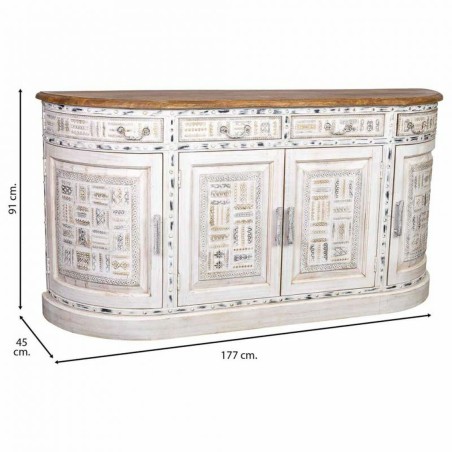 Buffet Alexandra House Living Blanc Marron Laiton Bois de manguier 45