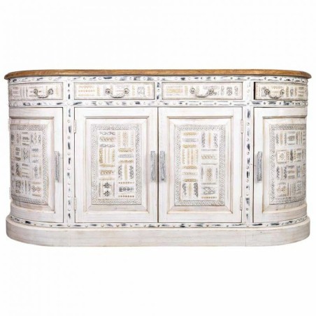 Credenza Alexandra House Living Bianco Marrone Ottone Legno di mango 4