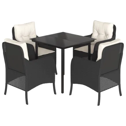 Ensemble à manger de jardin coussins 5pcs Noir Résine tressée 2