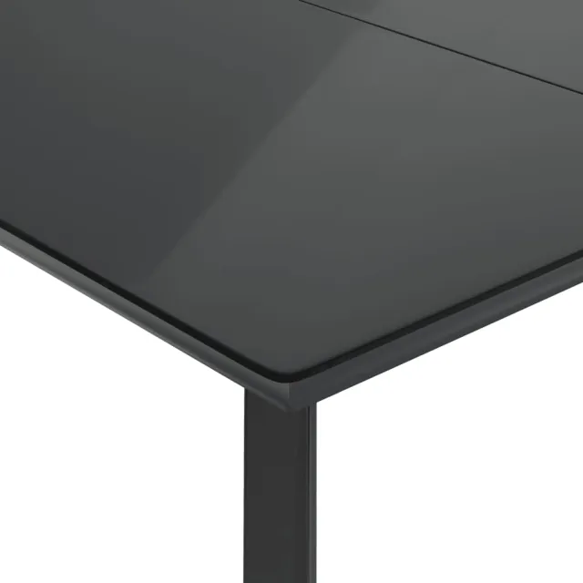 Ensemble à manger de jardin coussins 7pcs Noir Résine tressée