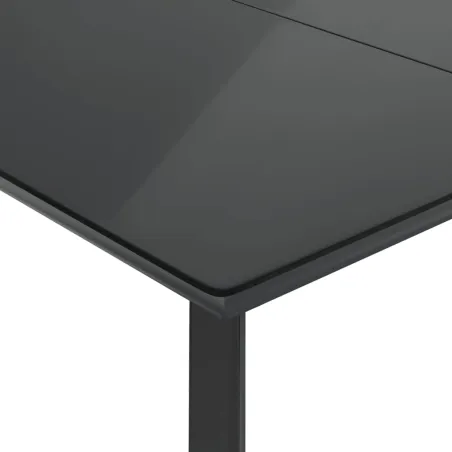 Ensemble à manger de jardin coussins 7pcs Noir Résine tressée