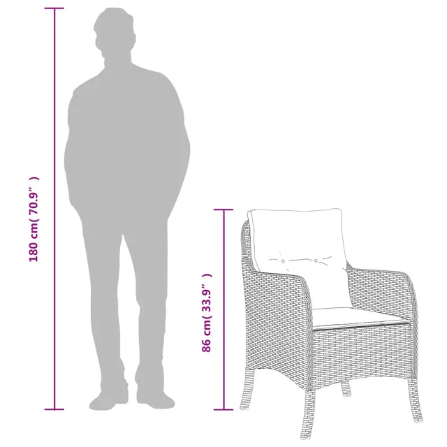 Ensemble à manger de jardin coussins 7pcs Noir Résine tressée