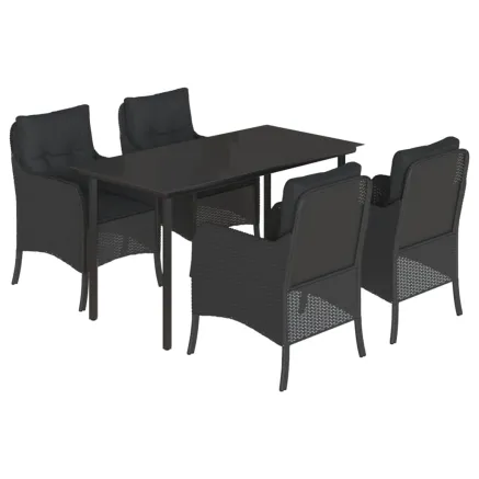 Ensemble à manger de jardin coussins 5pcs Noir Résine tressée 2