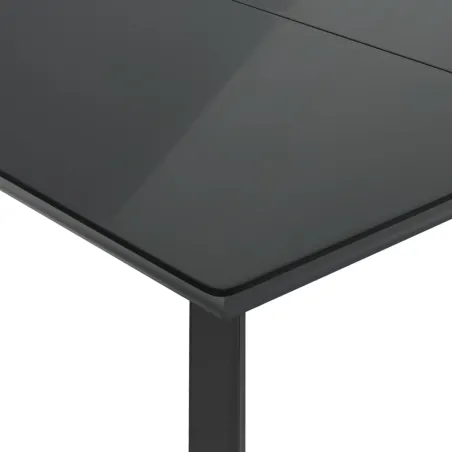 Ensemble à manger de jardin coussins 7pcs Noir Résine tressée