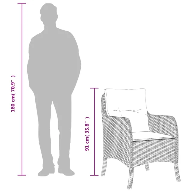 Ensemble à manger de jardin et coussins 9 pcs marron poly rotin