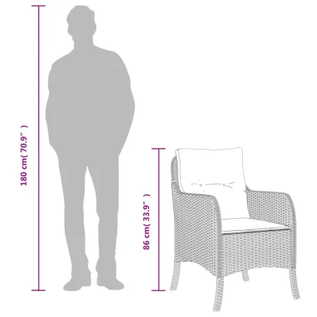 Ensemble à manger de jardin et coussins 7 pcs gris rotin