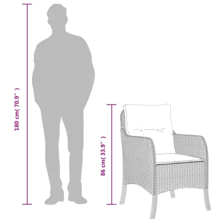 Ensemble à manger de jardin et coussins 7 pcs gris rotin