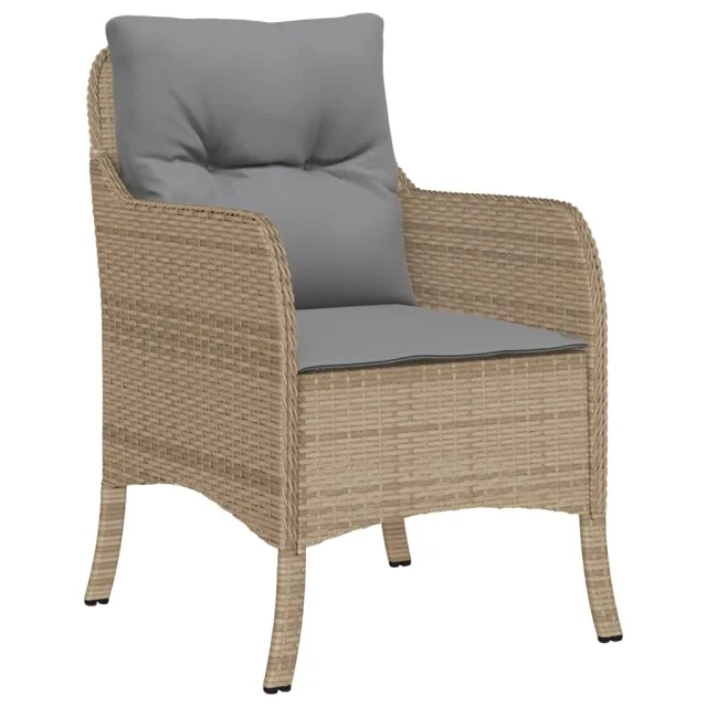 Ensemble à manger de jardin et coussins 3 pcs Beige poly rotin