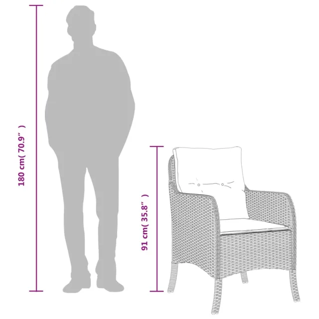 Ensemble à manger de jardin et coussins 7 pcs gris clair rotin