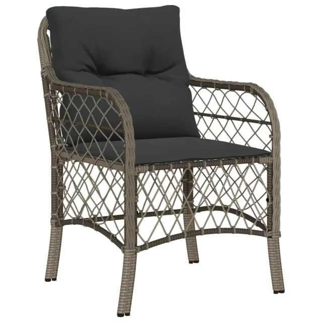 Ensemble à manger de jardin et coussins 7 pcs gris rotin