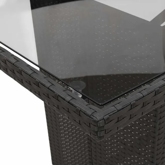 Ensemble à manger de jardin 9pcs coussins noir résine tressée