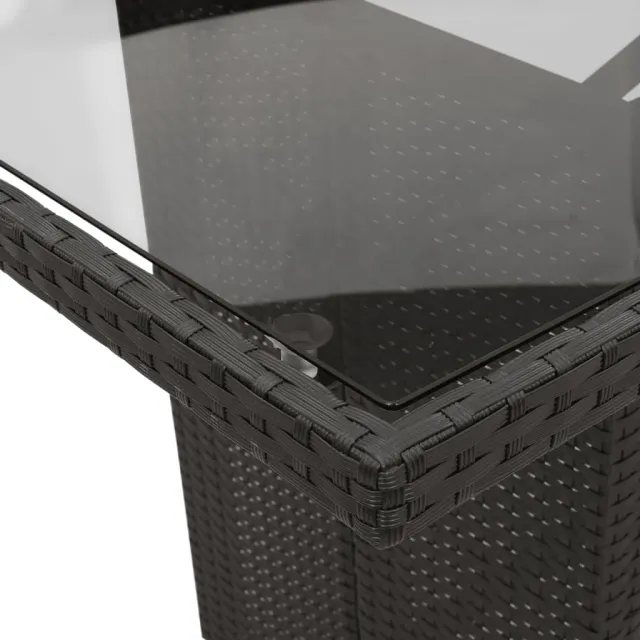 Ensemble à manger de jardin coussins 7pcs Noir Résine tressée