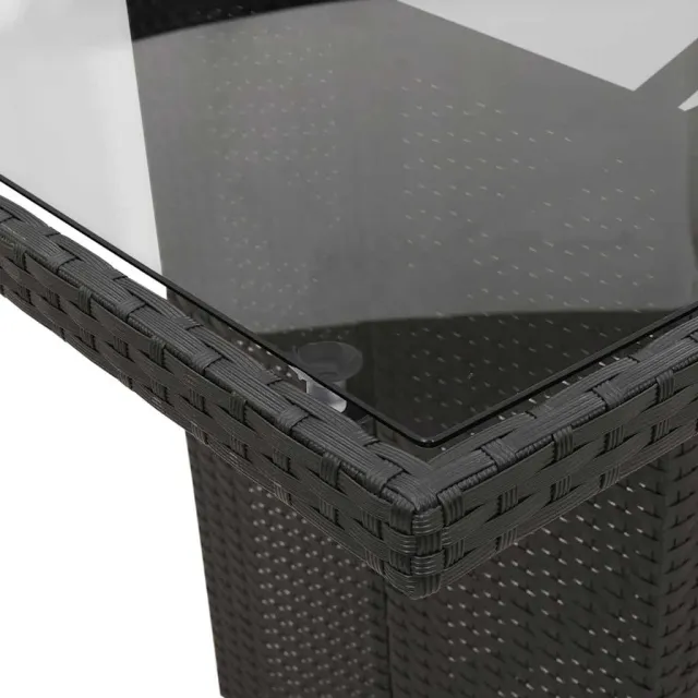 Ensemble à manger de jardin 9pcs coussins noir résine tressée