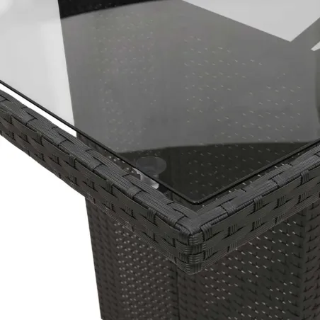 Ensemble à manger de jardin 9pcs coussins noir résine tressée