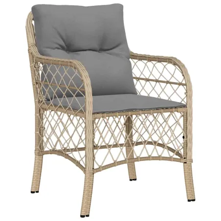Ensemble à manger de jardin et coussins 9 pcs mélange beige