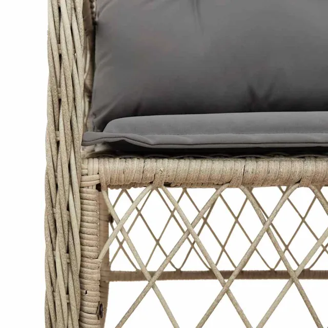 Ensemble à manger de jardin et coussins 9 pcs mélange beige