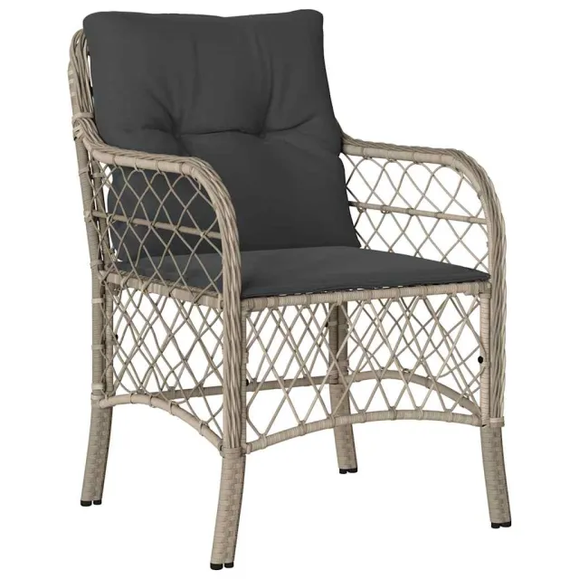 Ensemble à manger de jardin et coussins 9 pcs gris clair rotin