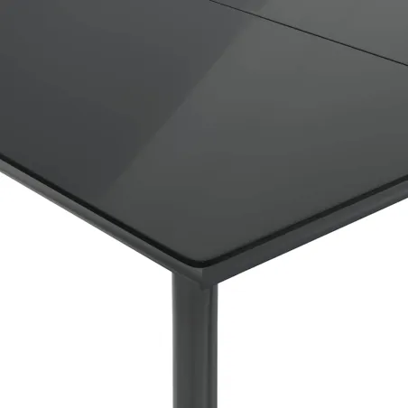 Ensemble à manger de jardin coussins 7pcs Noir Résine tressée