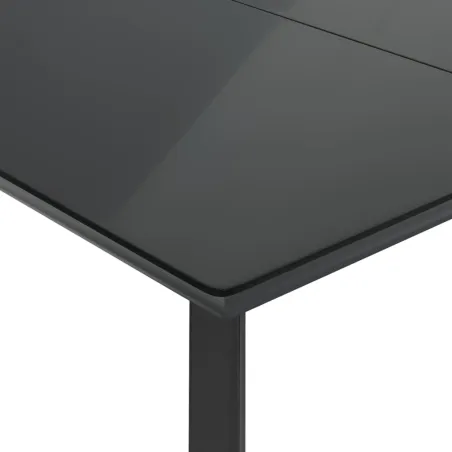 Ensemble à manger de jardin coussins 7pcs Noir Résine tressée