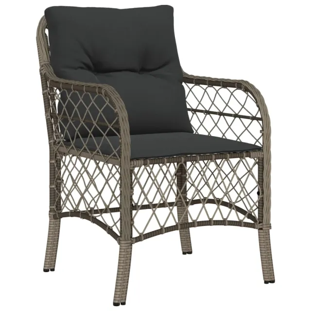 Ensemble à manger de jardin et coussins 7 pcs gris rotin
